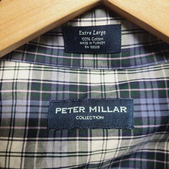 Peter Millar Button Up Shirt Mens XL Plaid Business Casual Long Sleeve - Picture 7 of 12